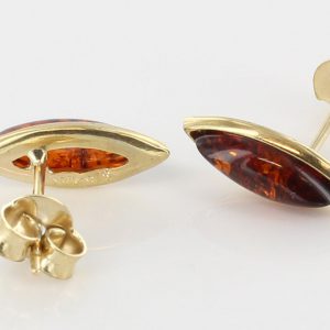 Italian Handmade Unique German Baltic Amber Studs In 9ct Gold GS0098 RRP£125!!!