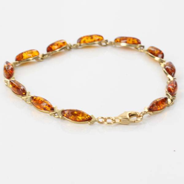 ITALIAN HANDMADE GERMAN BALTIC AMBER BRACELET IN 9CT solid GOLD GBR069-RRP£550!!!