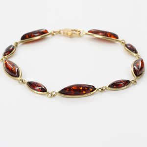 ITALIAN HANDMADE GERMAN BALTIC AMBER BRACELET IN 9CT GOLD GBR032-RRP£450!!!