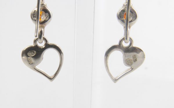 GERMAN BALTIC AMBER HANDMADE HEART EARRINGS 925 SILVER E0042 RRP£25!!!