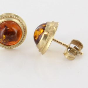 ITALIAN MADE GERMAN BALTIC AMBER STUD EARRINGS IN 9CT GOLD GS0032- RRP£195!!!