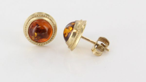 ITALIAN MADE GERMAN BALTIC AMBER STUD EARRINGS IN 9CT GOLD GS0032- RRP£195!!!