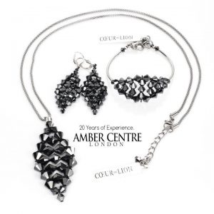 German Handmade Coeur De Lion Black/Silver Necklace and Bracelet -4723 RRP£350!!!