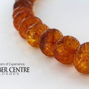 German Genuine Baltic Amber Unique Hand Carved Beads - 69GR A0010 RRP£1990!!!
