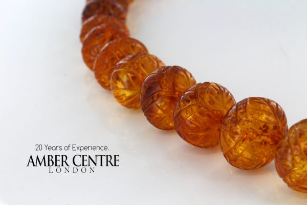 German Genuine Baltic Amber Unique Hand Carved Beads - 69GR A0010 RRP£1990!!!