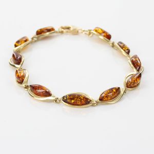 ITALIAN HANDMADE GERMAN BALTIC AMBER BRACELET IN 9CT solid GOLD GBR084-RRP£650!!!