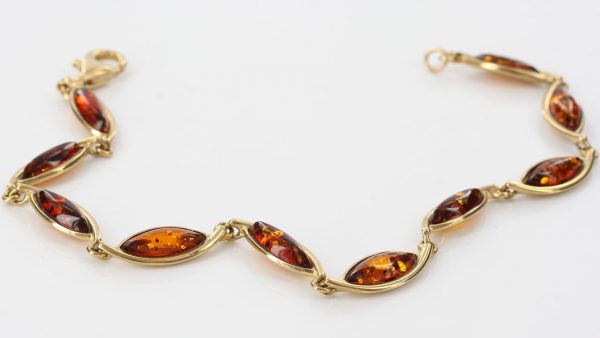 ITALIAN HANDMADE GERMAN BALTIC AMBER BRACELET IN 9CT solid GOLD GBR047-RRP£600!!!