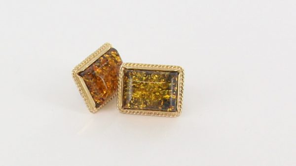 Italian Made Large German Green Baltic Amber Studs 9ct solid Gold GS0135G RRP £425!!!