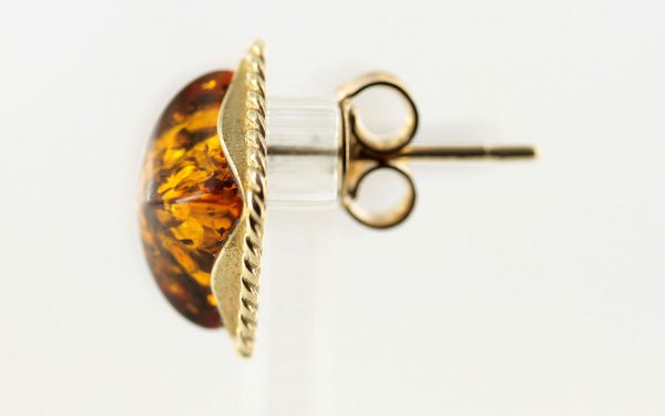 Italian Made German Green Baltic Amber Studs In 9ct Gold GS0054G RRP £175!!!