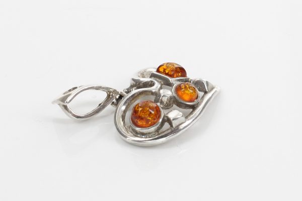 Baltic Amber Heart Pendant Elegant Handmade in 925 Silver PD108 – RRP£65!!!