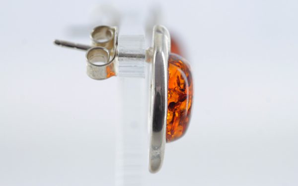 Italian Design Baltic Amber Stud Earrings In 925 Silver Handmade ST0108 RRP£28!!!