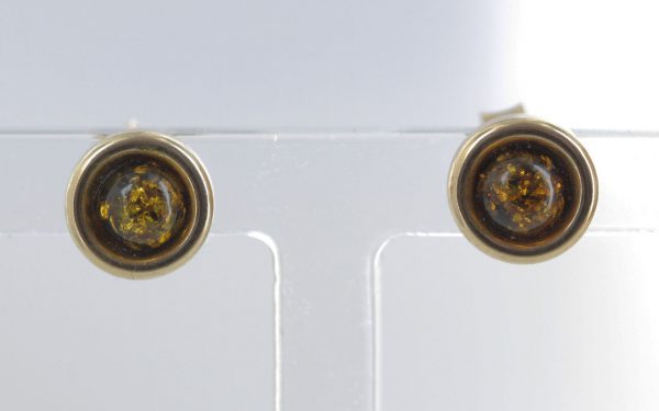 Italian Made German Green Baltic Amber Studs In 9ct solid Gold GS0145G RRP £100!!!