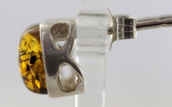 German Baltic Amber Classic Stud Earrings In 925 Silver Handmade ST0090 RRP£15!!!