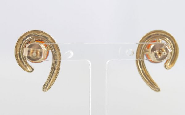 ITALIAN MADE UNIQUE GERMAN BALTIC AMBER STUD EARRINGS IN 9CT Solid GOLD GS0047 RRP£250!!!