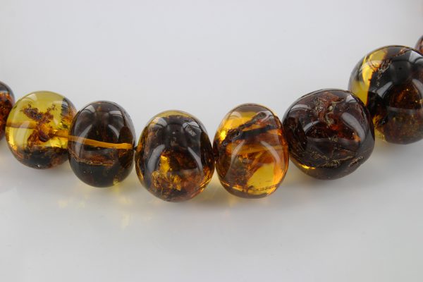 German Baltic Amber Natural Unique Bead Necklace with organic inclusions Handmade A301 RRP£3950!!!