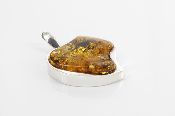 Heart Pendant Handmade German Baltic Amber in 925 Silver PD092 – RRP£225!!!