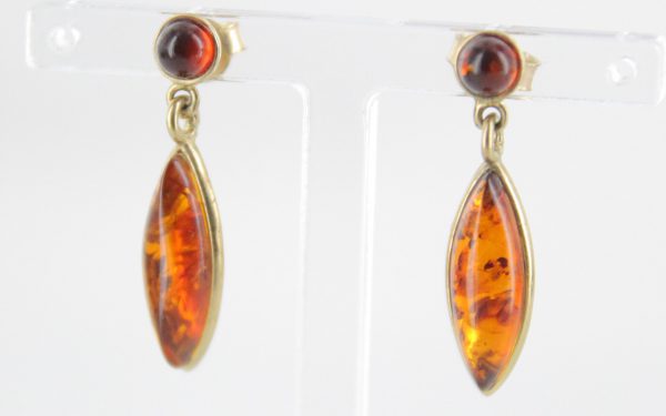 Italian Made Unique German Baltic Amber in 9ct Gold Drop Earrings GE0091 RRP£195!!!