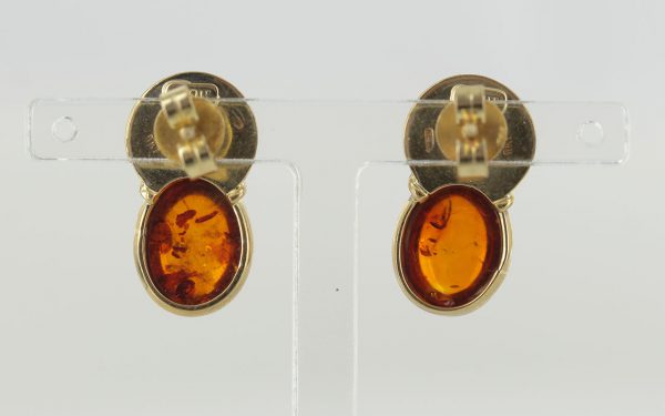 Italian Made "LOVE" German Amber Stud Earrings In 9 Ct Solid Gold GS0068 RRP £295!!!