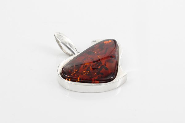 Heart Pendant Elegant Handmade Baltic Amber In 925 Silver PD093 – RRP£145!!!