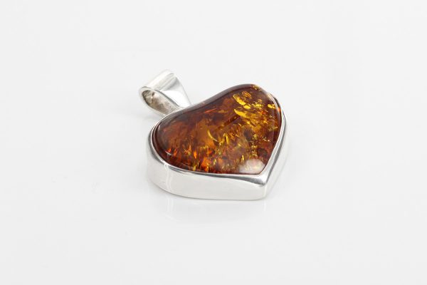 Heart Pendant Elegant Handmade Baltic Amber In 925 Silver PD094 – RRP£155!!!