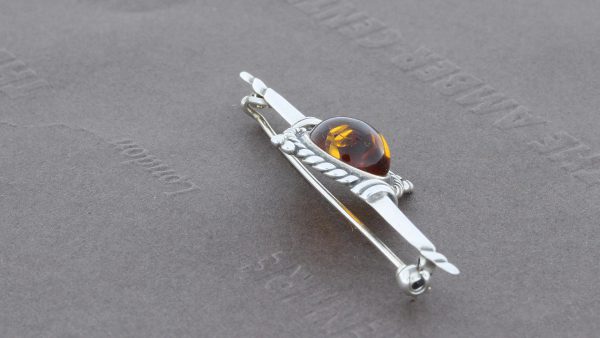 Amber Brooch German Baltic Amber 925 silver unique handmade - BD0114 RRP£40!!!