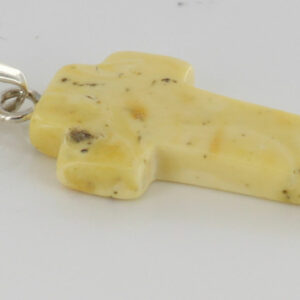 Milky Butterscotch Baltic Amber Cross Pendant Very rare PE0114 RRP£35!!!