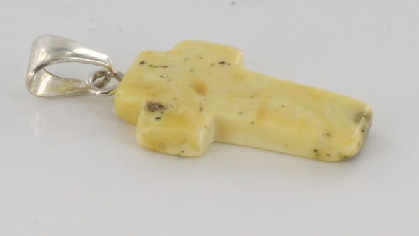 Milky Butterscotch Baltic Amber Cross Pendant Very rare PE0114 RRP£35!!!