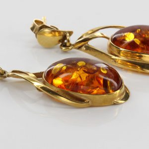 Italian Hand Made Elegant German Baltic Amber in 14ct Gold Drop Earrings GE0380 RRP£800!!!
