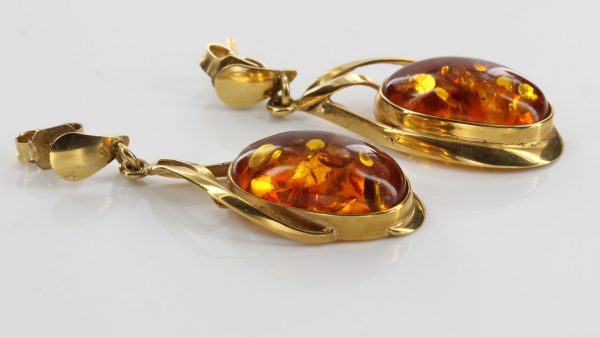 Italian Hand Made Elegant German Baltic Amber in 14ct Gold Drop Earrings GE0380 RRP£800!!!