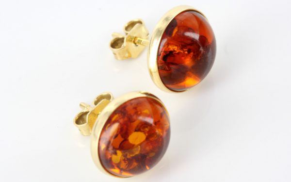 Italian Hand Made German Genuine Baltic Amber 18ct solid Gold Studs GS0993 RRP£575!!!