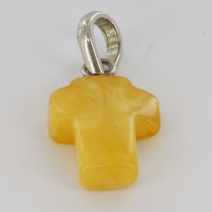 BUTTERSCOTCH BALTIC AMBER+925 SILVER LOOP CROSS PENDANT Handmade-PE0120 RRP£45!!