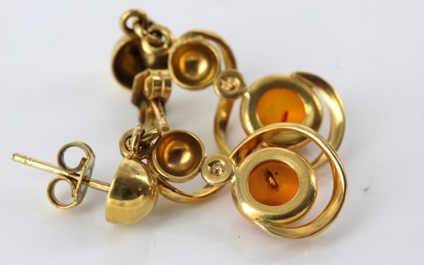 Italian Made Genuine German Baltic Amber in 18ct Gold Earrings GE0141 RRP£850!!!