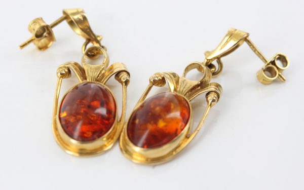 Italian Made Genuine Baltic Amber 18ct Gold Earrings GE0143 RRP£950!!!