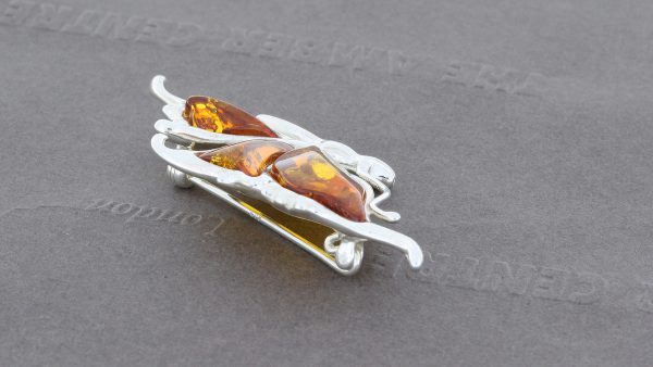 Baltic Amber Brooch butterfly shaped 925 silver handmade - BD0111 RRP£65!!!