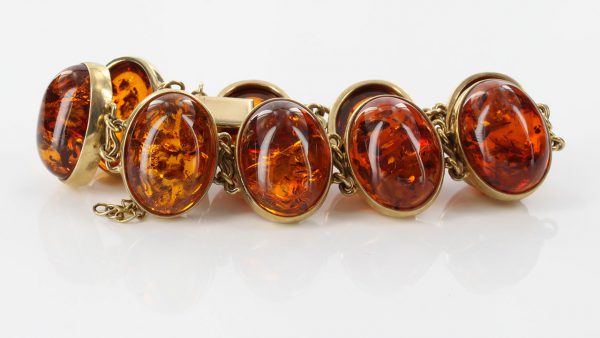 Italian Made Large Unique German Baltic Amber Bracelet In 9ct Gold GBR097 RRP£3500!!!