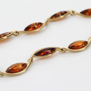 ITALIAN HANDMADE GERMAN BALTIC AMBER BRACELET IN 9CT solid GOLD GBR047-RRP£600!!!