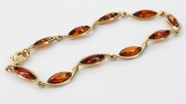 ITALIAN HANDMADE GERMAN BALTIC AMBER BRACELET IN 9CT solid GOLD GBR047-RRP£600!!!