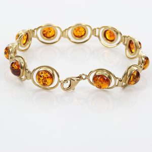 ITALIAN HANDMADE GERMAN BALTIC AMBER BRACELET IN 9CT solid GOLD GBR086-RRP£1200!!!