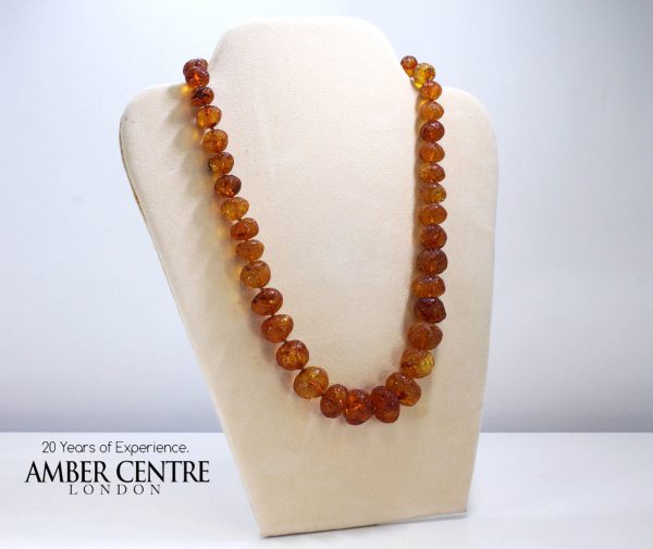 German Genuine Baltic Amber Unique Hand Carved Beads - 69GR A0010 RRP£1990!!!