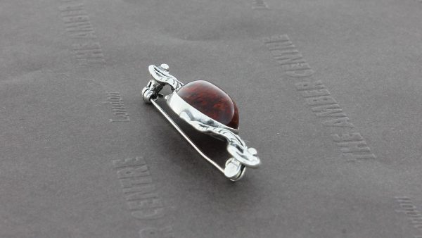 German Baltic Amber Art Decor Style Brooch 925 Silver Handmade BD101 RRP£50!!!