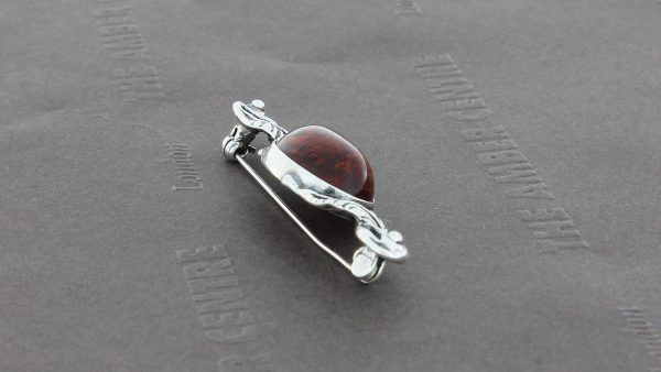 German Baltic Amber Art Decor Style Brooch 925 Silver Handmade BD101 RRP£50!!!