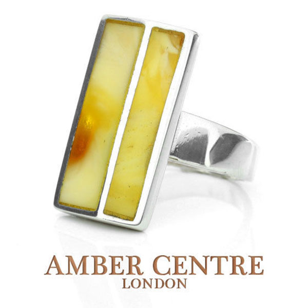 HANDMADE GERMAN BALTIC UNIQUE BUTTERSCOTCH AMBER RING 925 SILVER WR061 RRP£120!!!