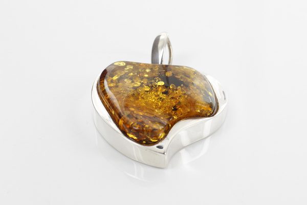 Heart Pendant Handmade German Baltic Amber in 925 Silver PD092 – RRP£225!!!