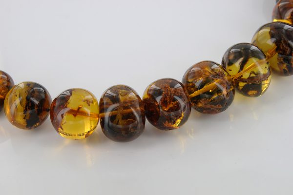 German Baltic Amber Natural Unique Bead Necklace with organic inclusions Handmade A301 RRP£3950!!!