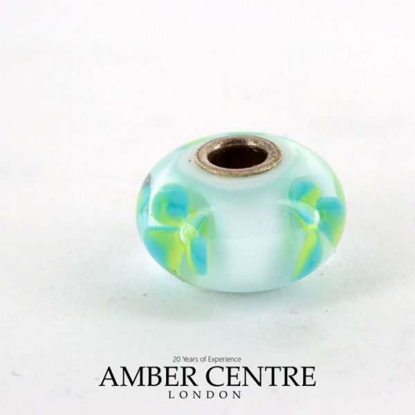 Genuine Trollbeads Handmade Unique Murano Glass- Ice Blue Flower 61167 RRP£35!!!