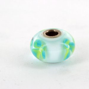 Genuine Trollbeads Handmade Unique Murano Glass- Ice Blue Flower 61167 RRP£35!!!