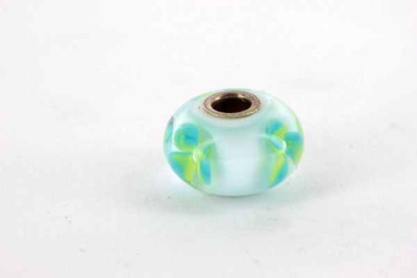 Genuine Trollbeads Handmade Unique Murano Glass- Ice Blue Flower 61167 RRP£35!!!