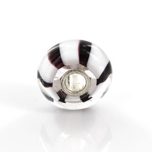 Trollbeads Handmade Murano Glass Charm Black & White Stripes 61304 RRP£30!!!