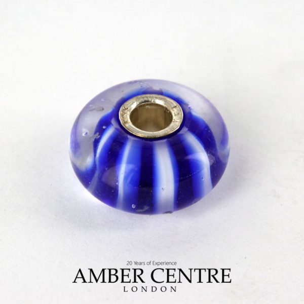 Genuine Trollbeads Handmade Murano Glass Retired - Blue Stripes 61360 RRP£30!!!