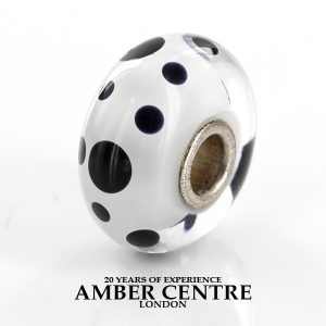 GeniuneTrollbeads Handmade Murano Glass Charm Black Spots 61400 RRP£30!!!